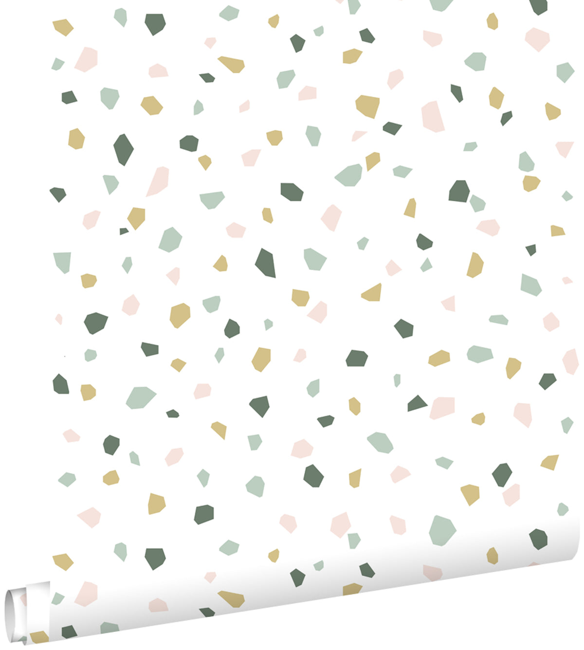 ESTAhome behang terrazzo wit, zacht roze en mintgroen - 53 cm x 10.05 m - 139033