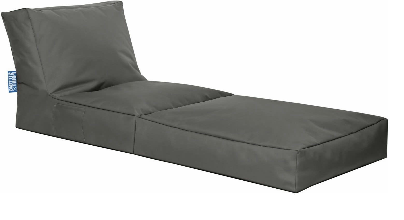 TWIST - Pouf extérieur uni anthracite avec dossier dépliable 70x80x90