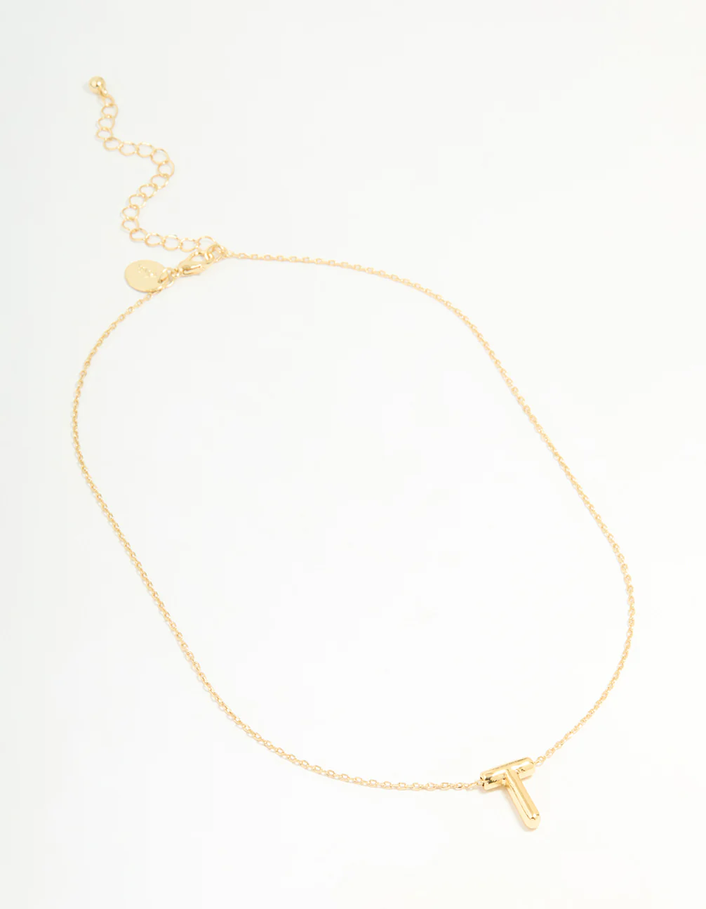 Gold Plated Bubble Letter T Necklace