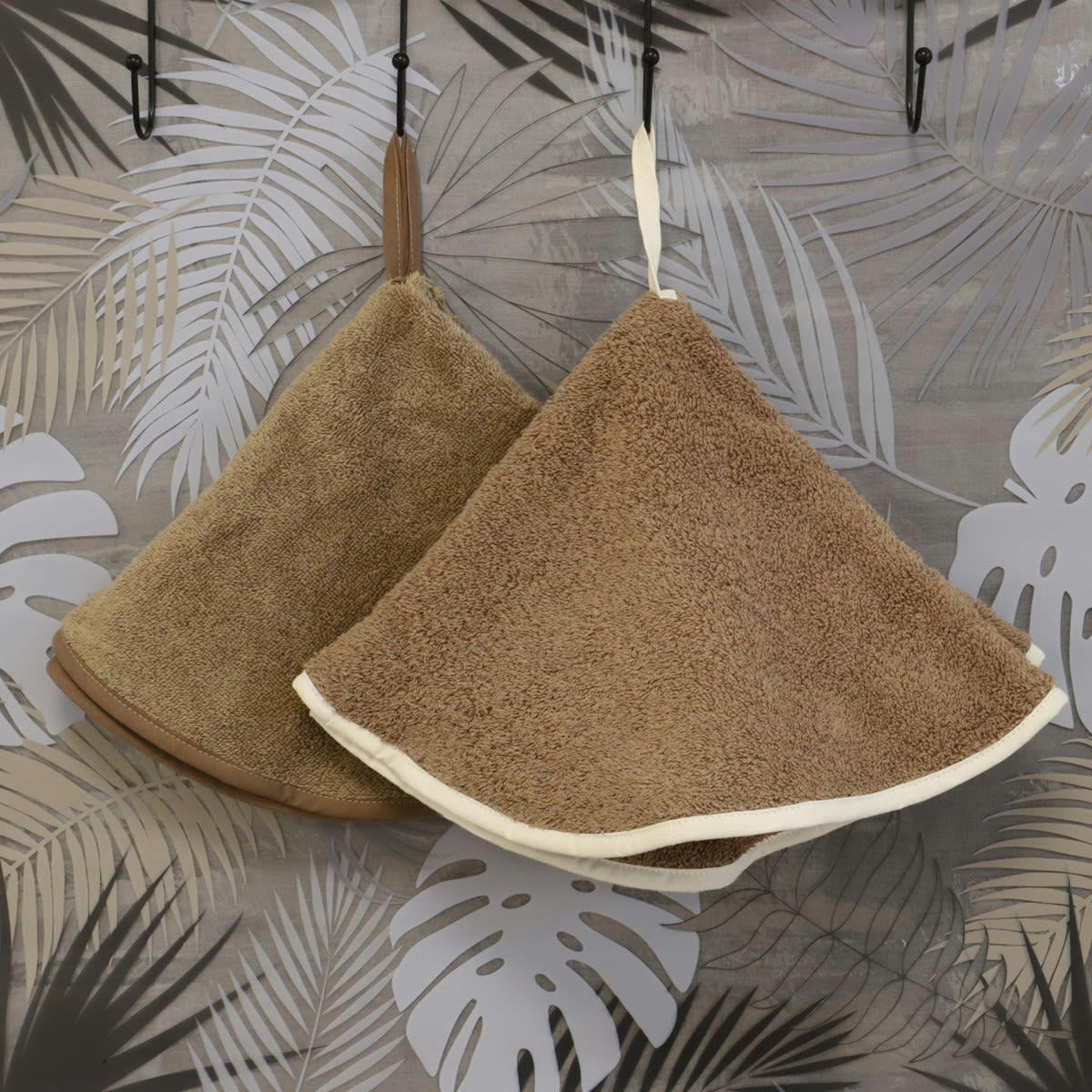 DECO - Lot de 2 essuies mains en coton taupe