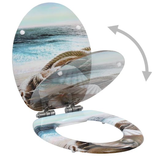 NNEVL WC Toilet Seat with Soft Close Lid MDF Muschel Design