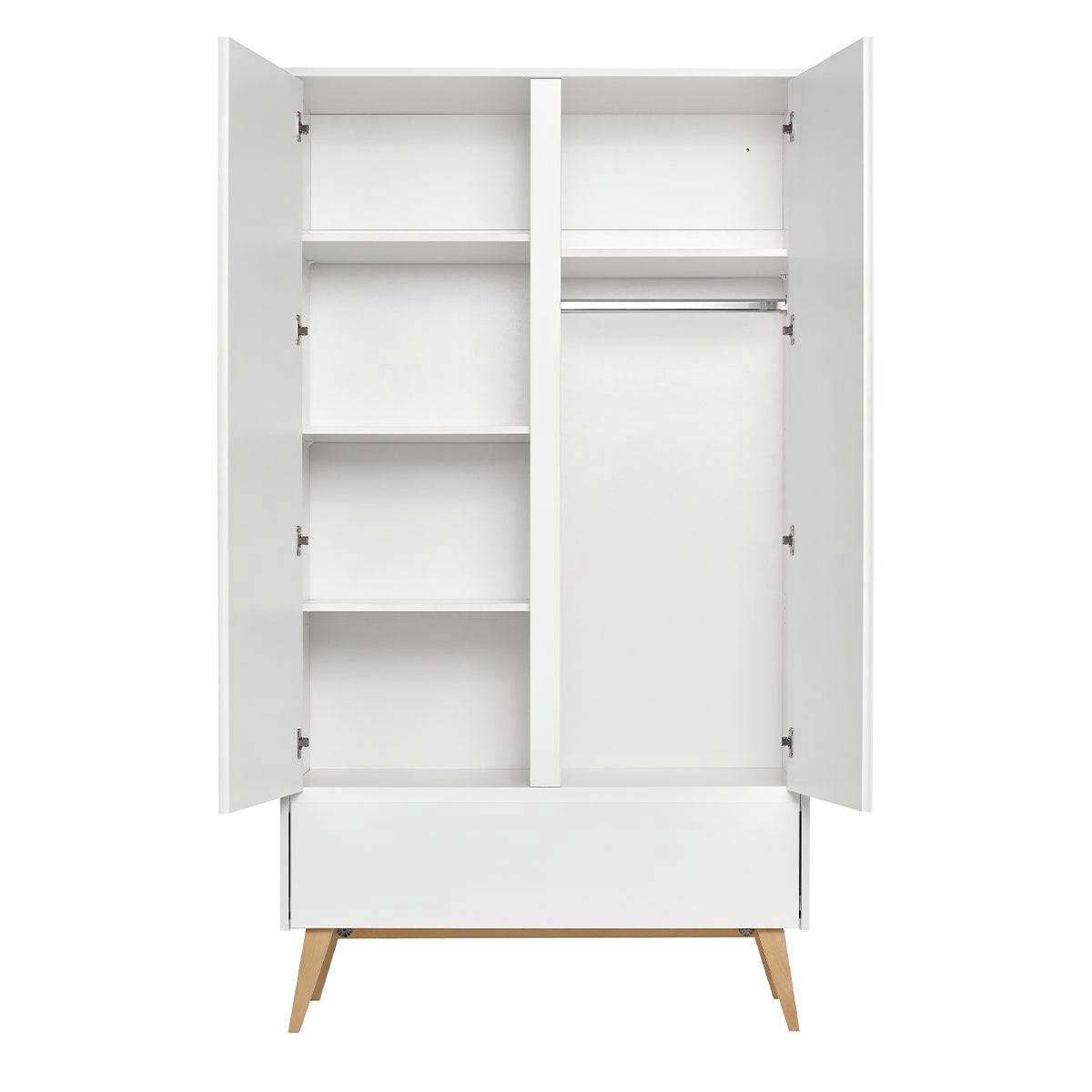 SWING - Armoire 2 portes 1 tiroir blanc naturel