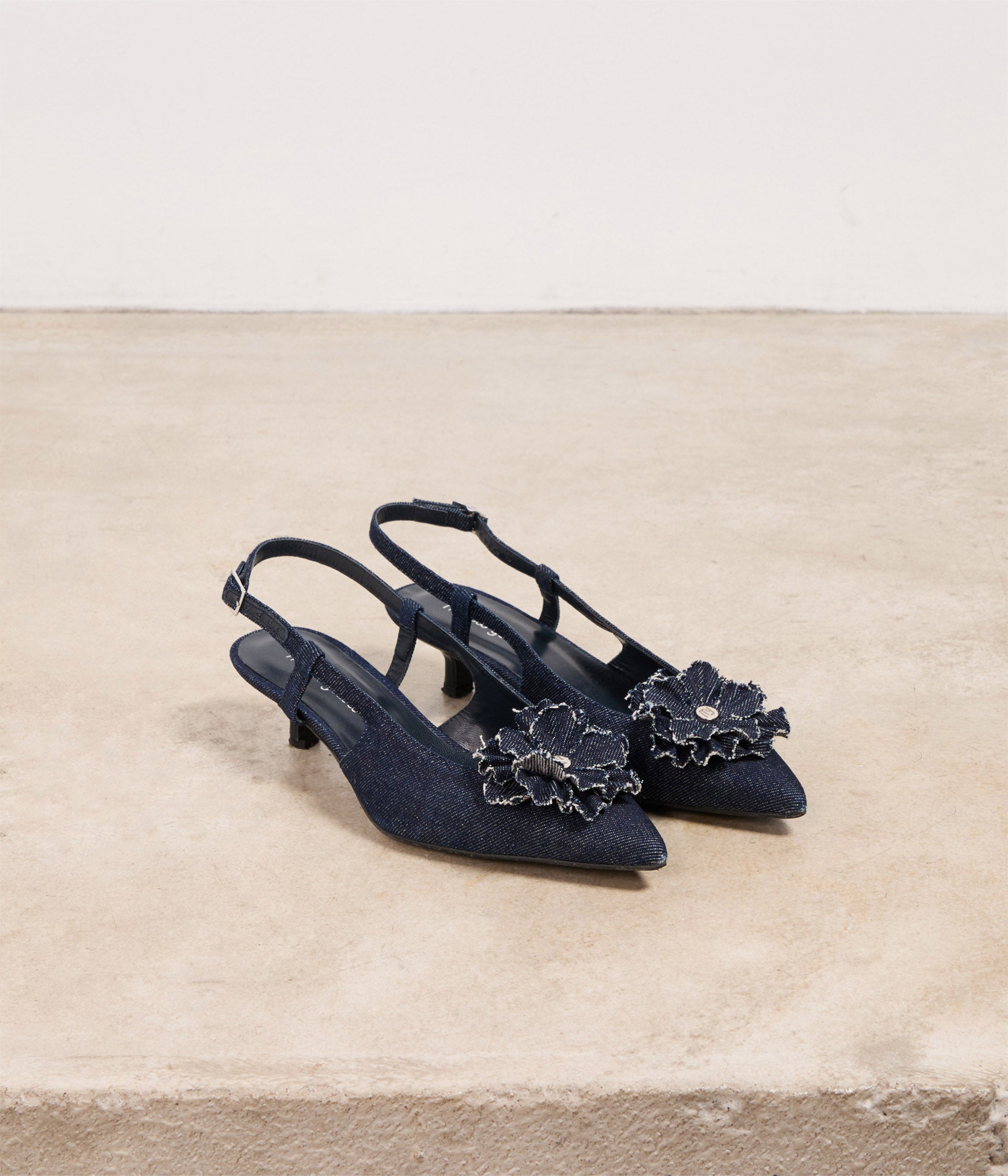 Slingbacks en denim à fleurs Flora
