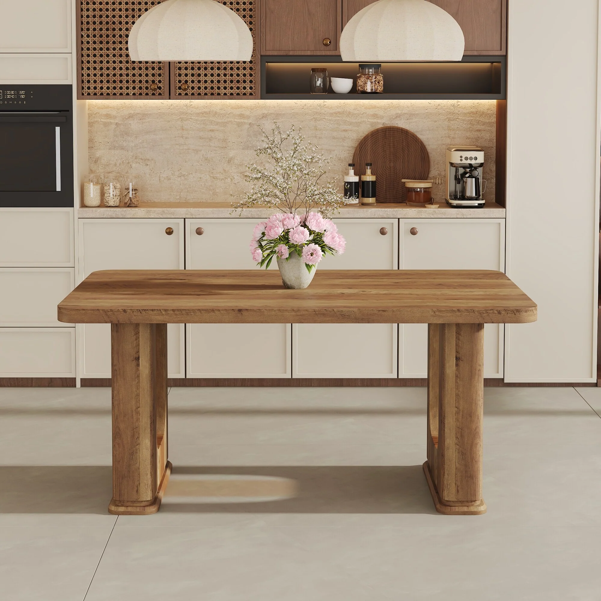 Modern Dining Table Accent Table with Two U-shaped Legs Computer Table Office Table for Dining Room