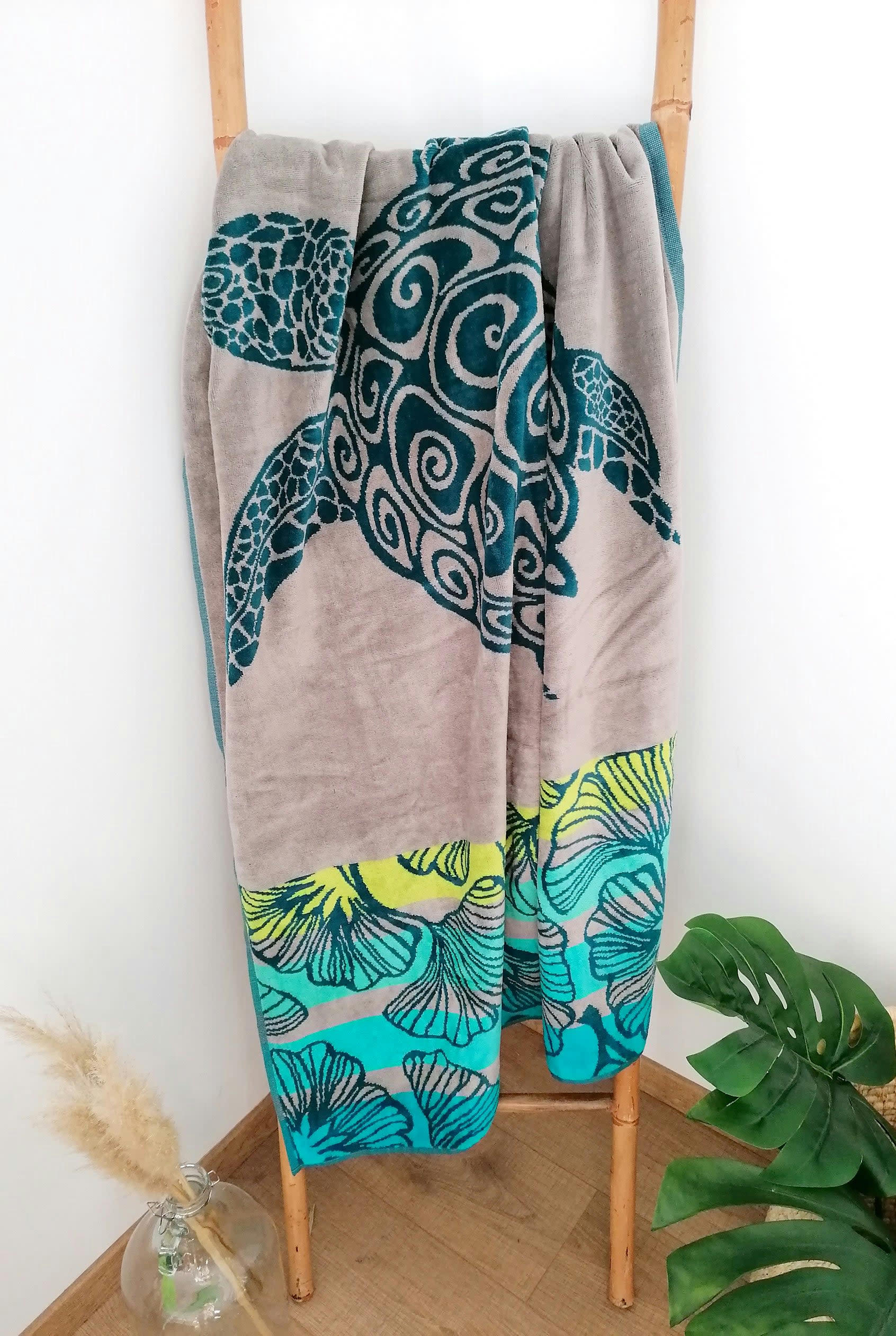 PLAGE - Serviette de plage éponge velours Jacquard Playamar 95x175 440g/m²