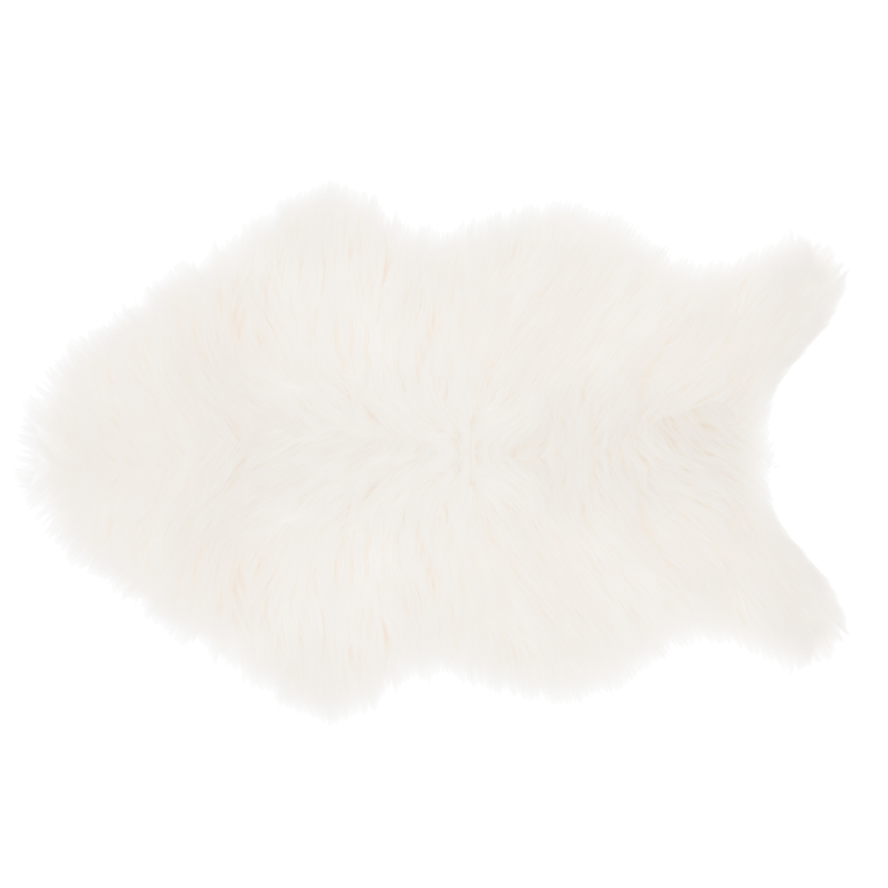 Tapete branco de pelo sintético 60x90cm