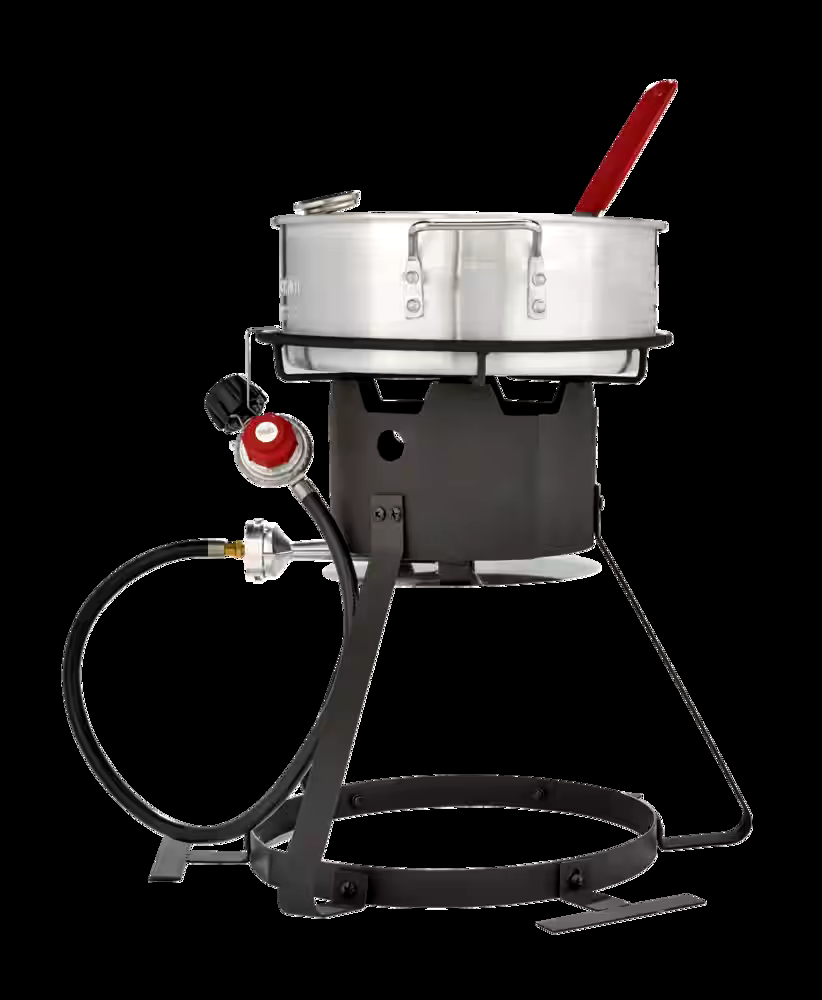 MASTER Chef Outdoor Aluminium Fish Deep Fryer with Thermometer & Propane Gas Burner 6.5-qt