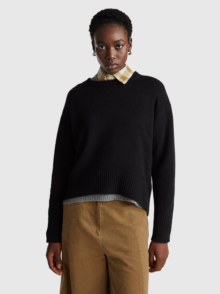 Boxy fit sweater in wool blend
