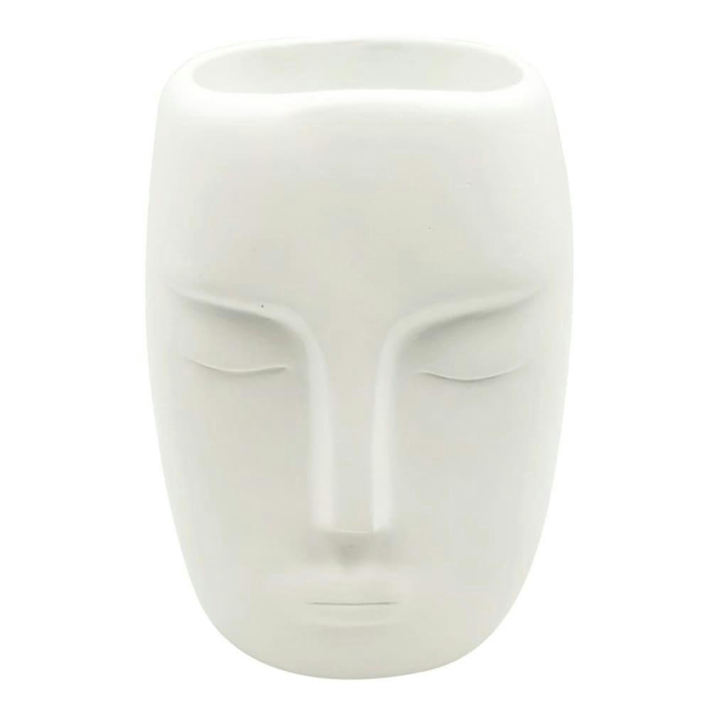 - Pot à stylos visage en résine blanche