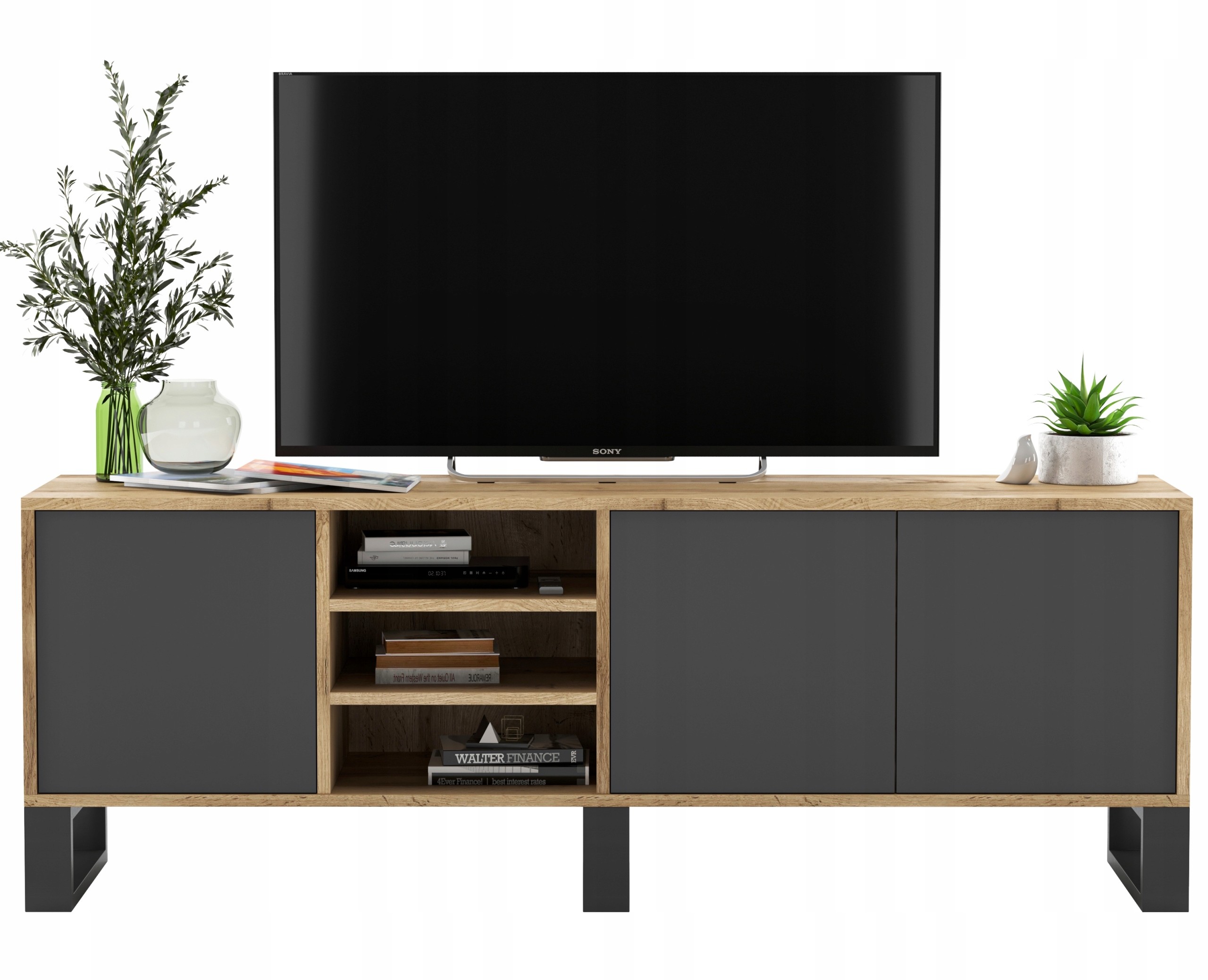 Szafka RTV Loft komoda RTV 150 cm wotan grafit MAT