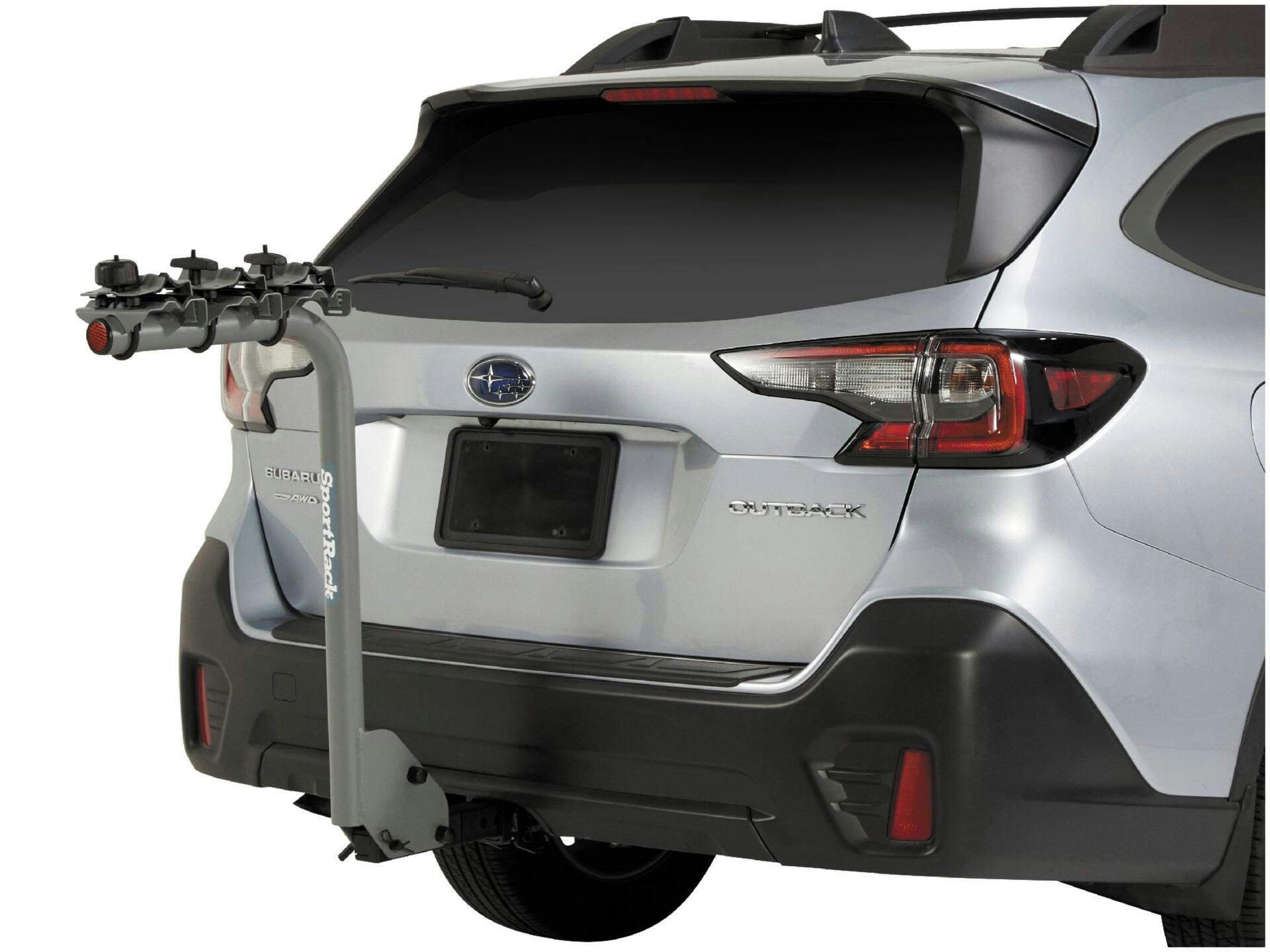 SportRack 3-Bike Lock & Tilt Hanging Hitch Mount Bike Rack, Fits 1-1/4, 2-in Receiver, Silver