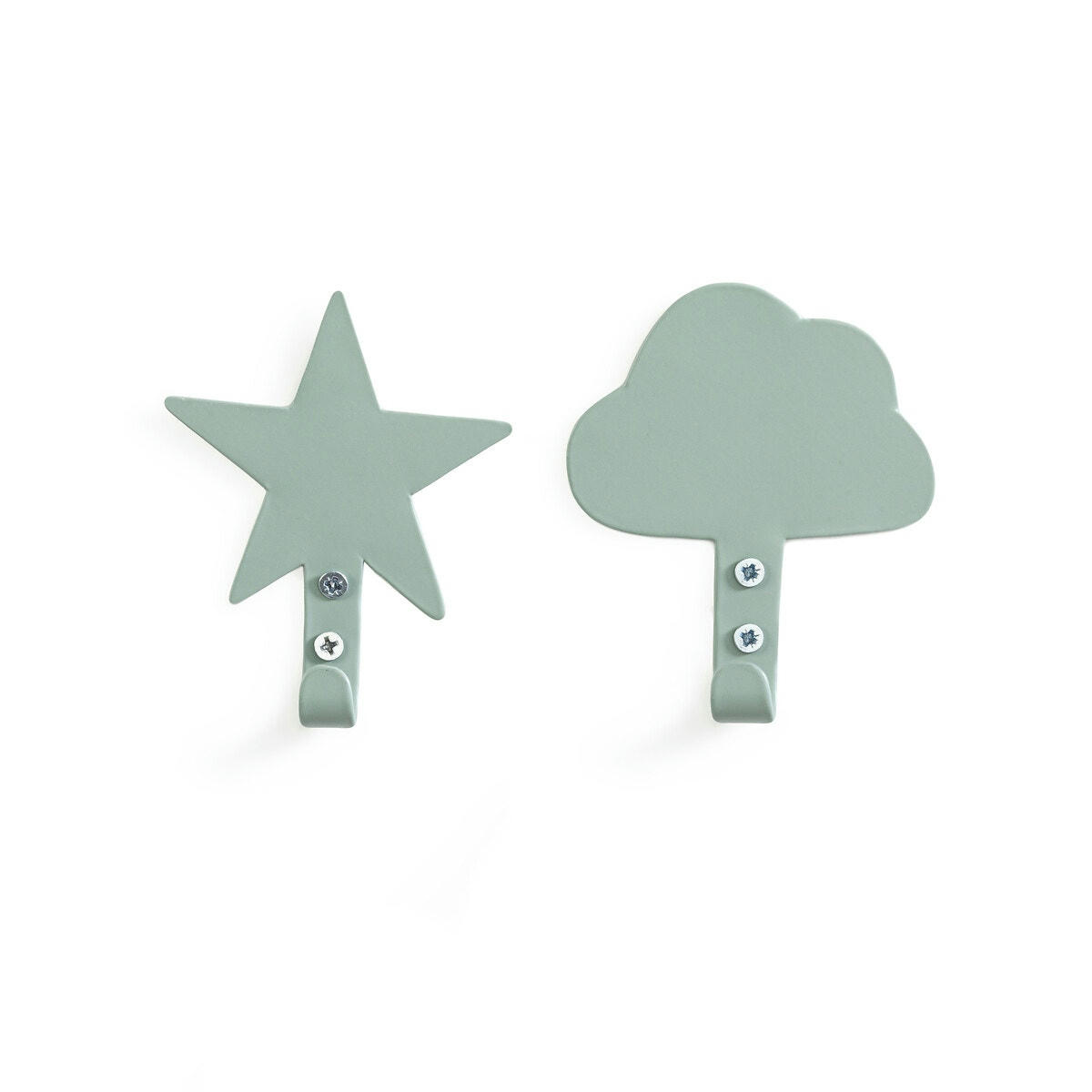 Lot de 2 patères en métal acier, Hiba