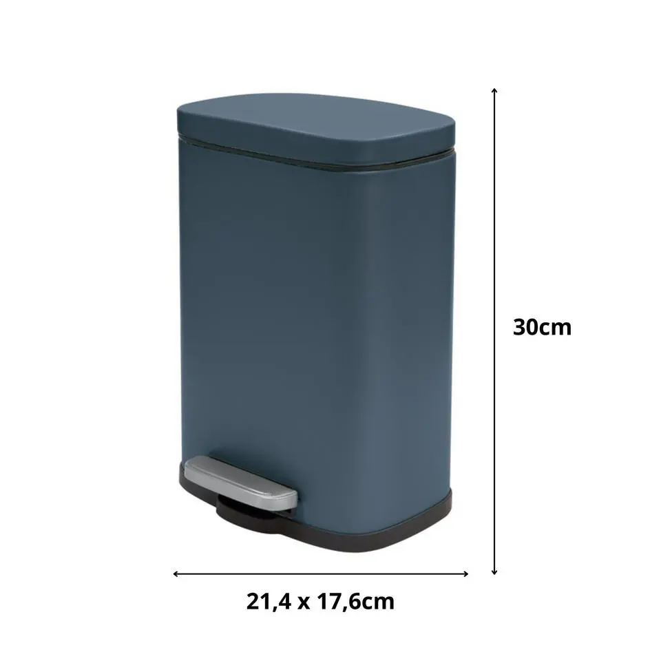 Spirella Pedaalemmer Venice - petrol blauw - 5L - metaal - 21 x 30 cm