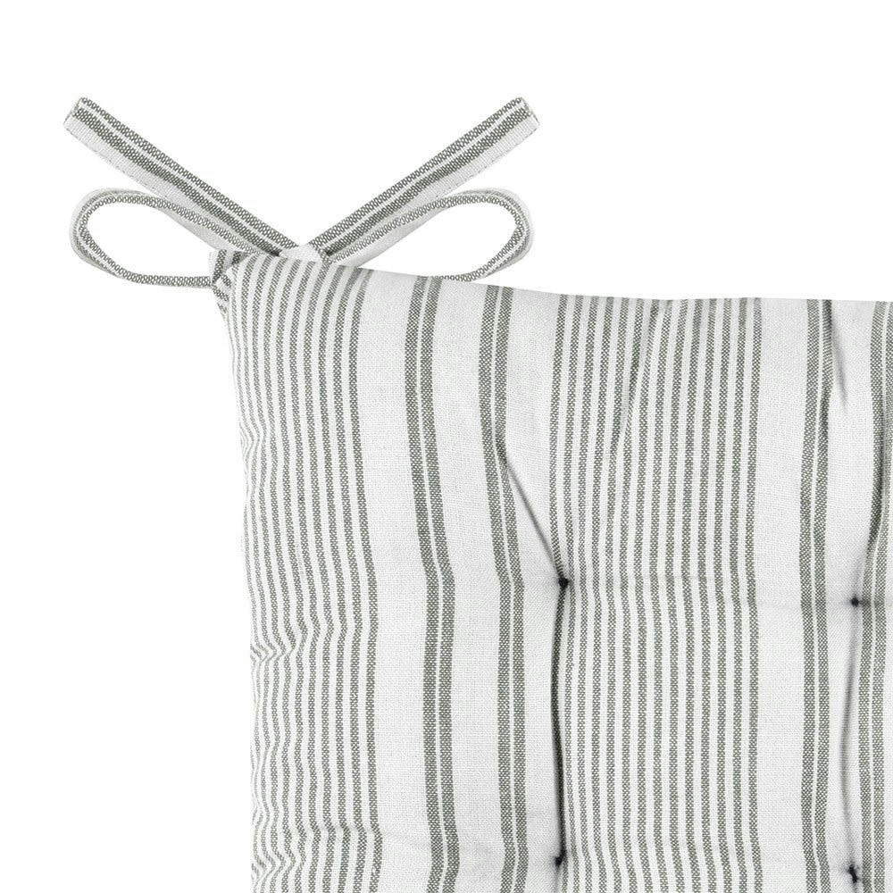 CHAUMONT - Galette de chaise esprit tapissier coton sauge 40x40 cm