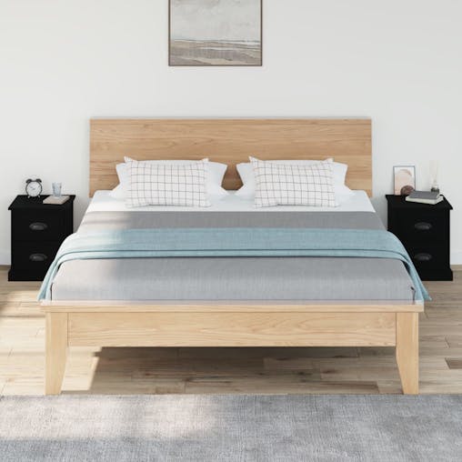 NNEVL Bedside Cabinets 2 pcs Black 39x39x47.5 cm Engineered Wood