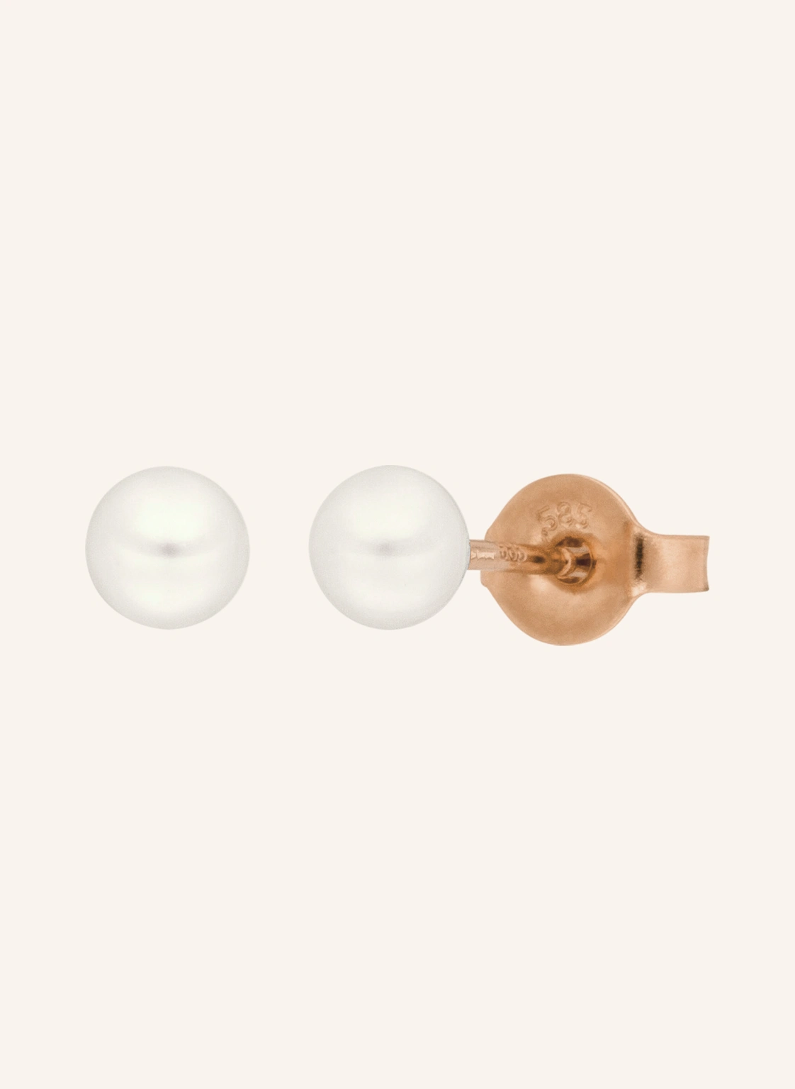 Leaf Ohrstecker PERLE 4 mm aus 14 Karat Rosegold