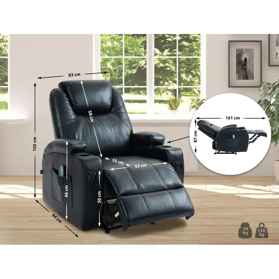 CLP Fauteuil Galena zwart Frame - Kunstleer - zwart