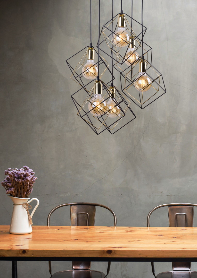 Lampa wisząca Alambre 6-punktowa metalowa czarna