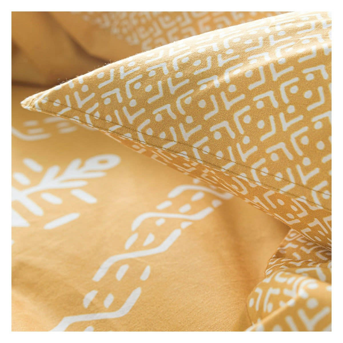 SUNSHINE - Parure de lit 2 personnes imprimé en Coton Jaune 220x240 cm