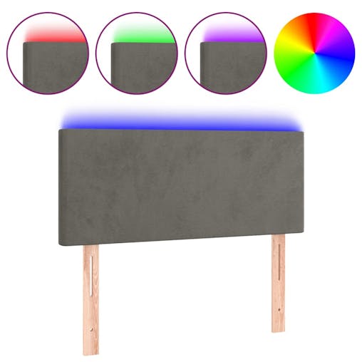 NNEVL LED Headboard Dark Grey 100x5x78/88 cm Velvet