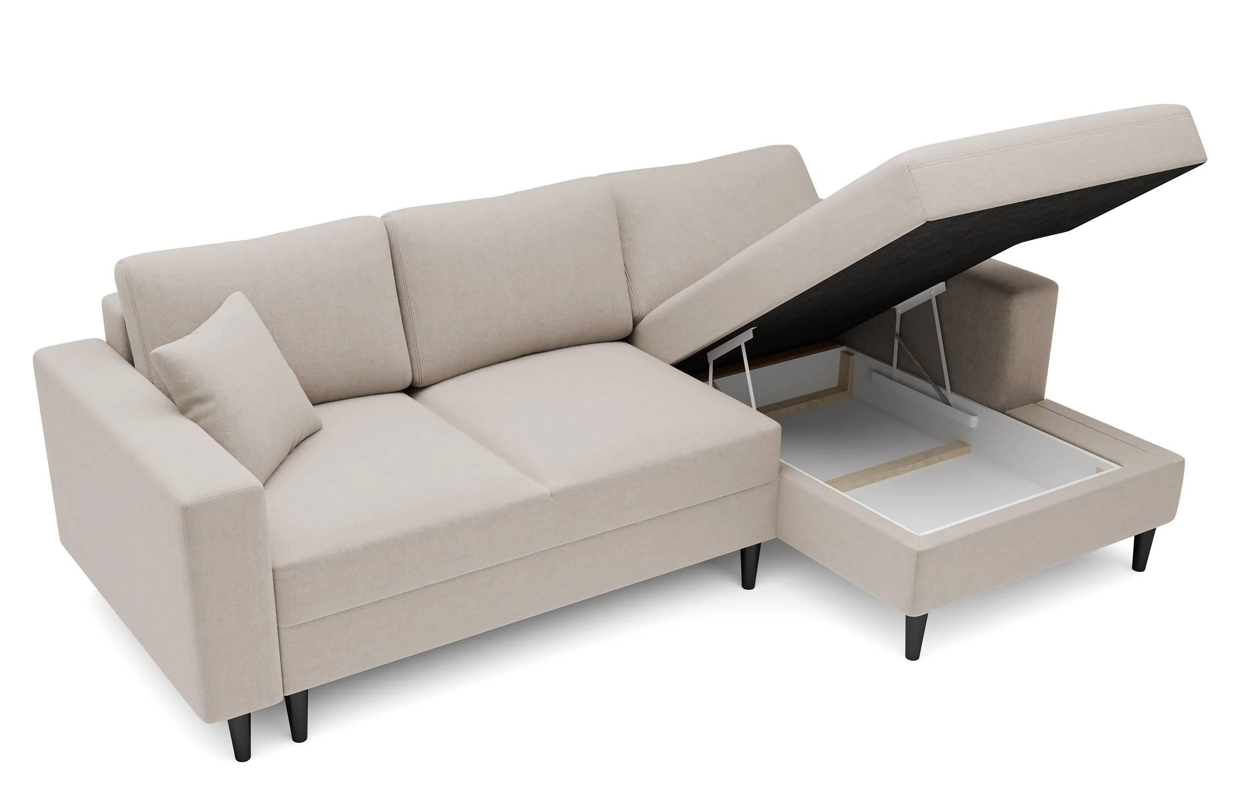 Hoekbank Malena velvet rechts met slaapfunctie