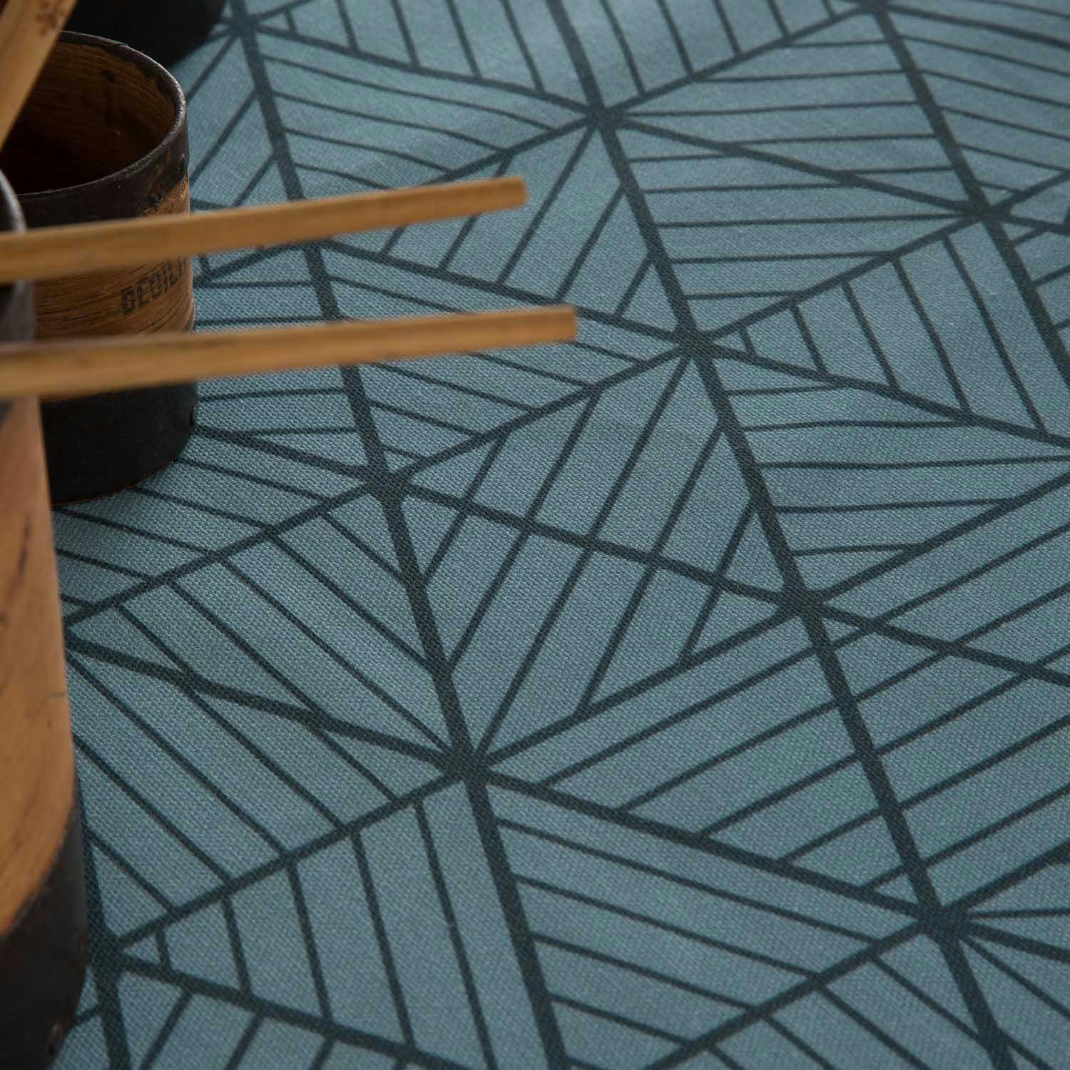 BERMUDAS TURQUESA - Nappe en coton biologique antitâche imprimée bleu 140x100 cm