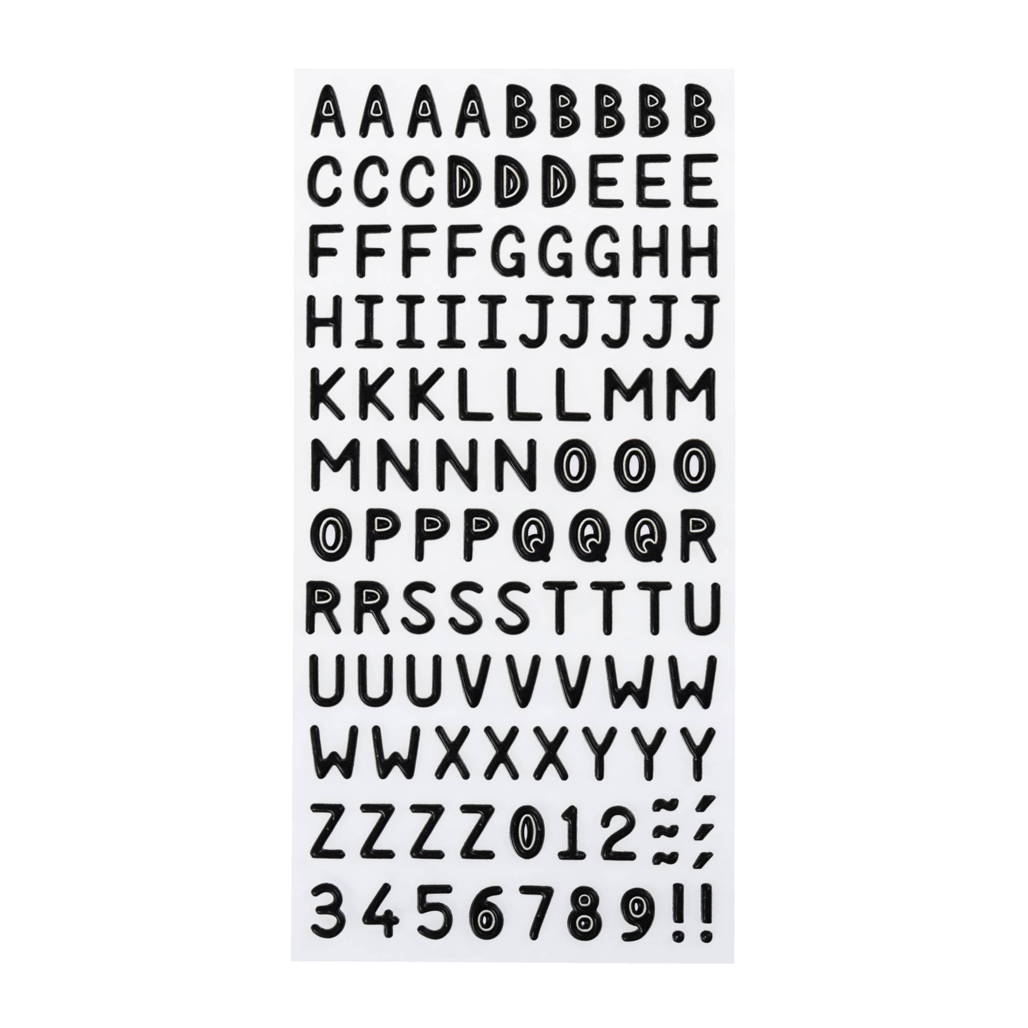 Matt Black Puffy Alphabet Stickers