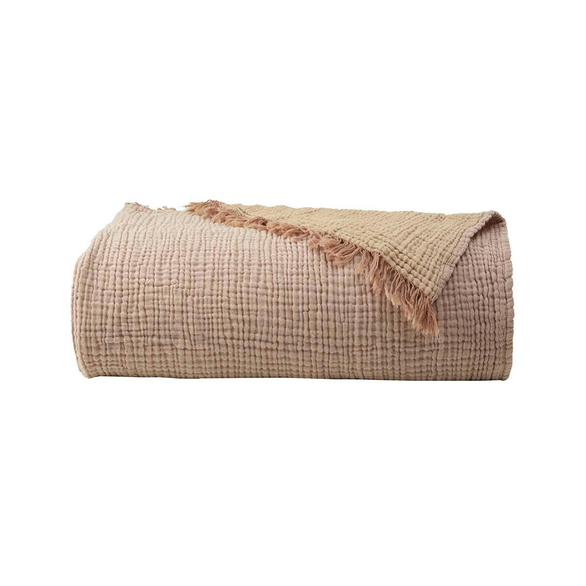 CYCLADES - Couvre lit en coton rose 260 x 240 cm