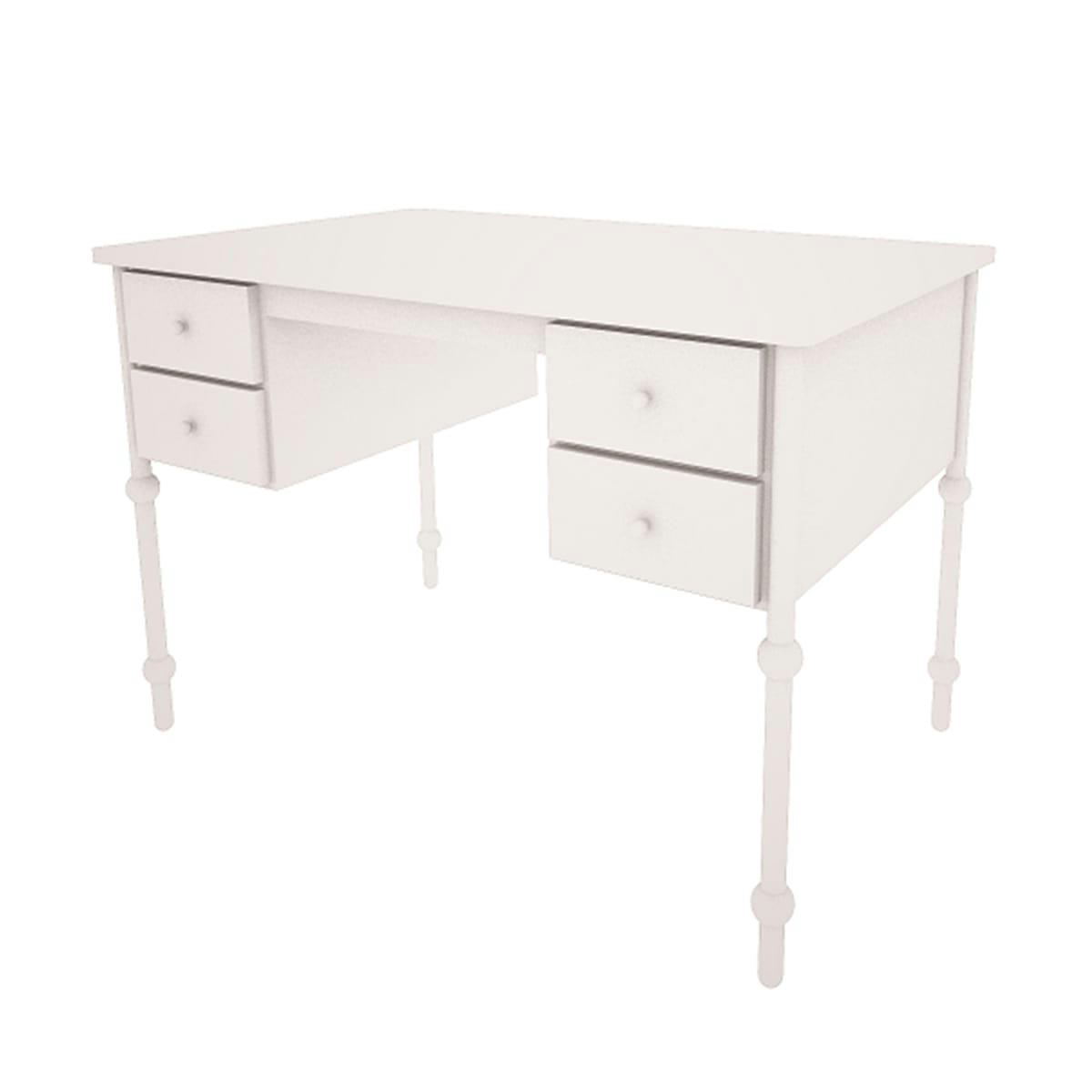 BABUSHKA - Bureau 4 tiroirs blanc