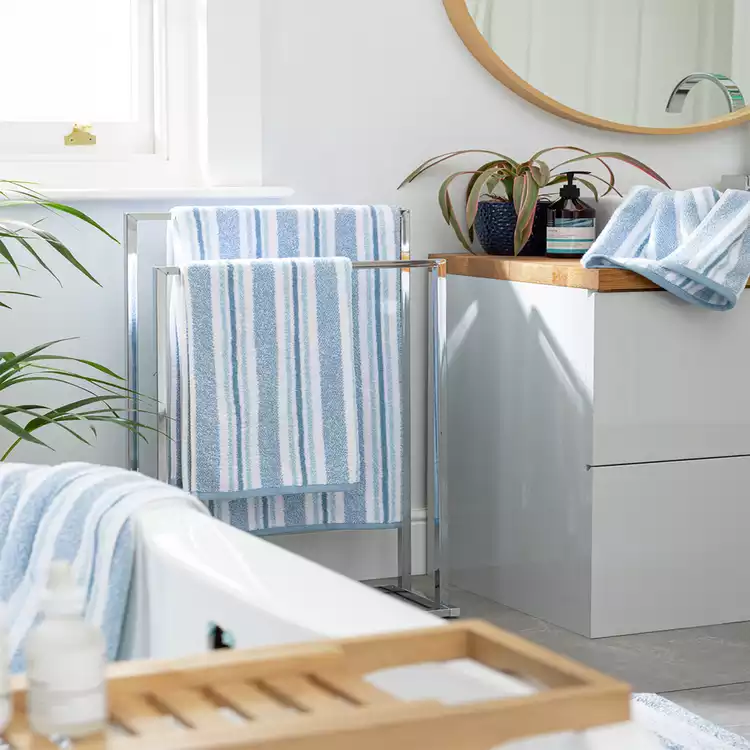 Habitat Coastal Stripe 2 Piece Face Cloth - Blue & White