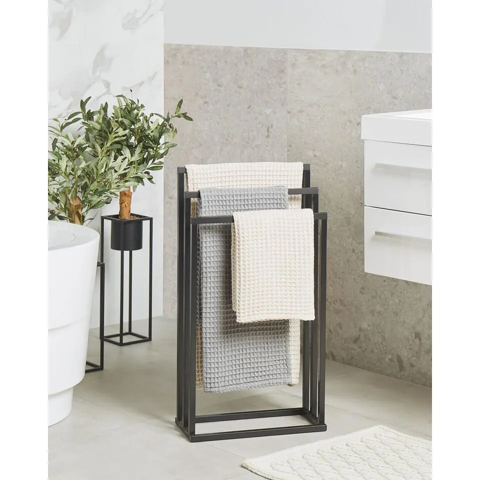 CHARRAS - Handdoekrek - Donkerhout/Zwart - Staal