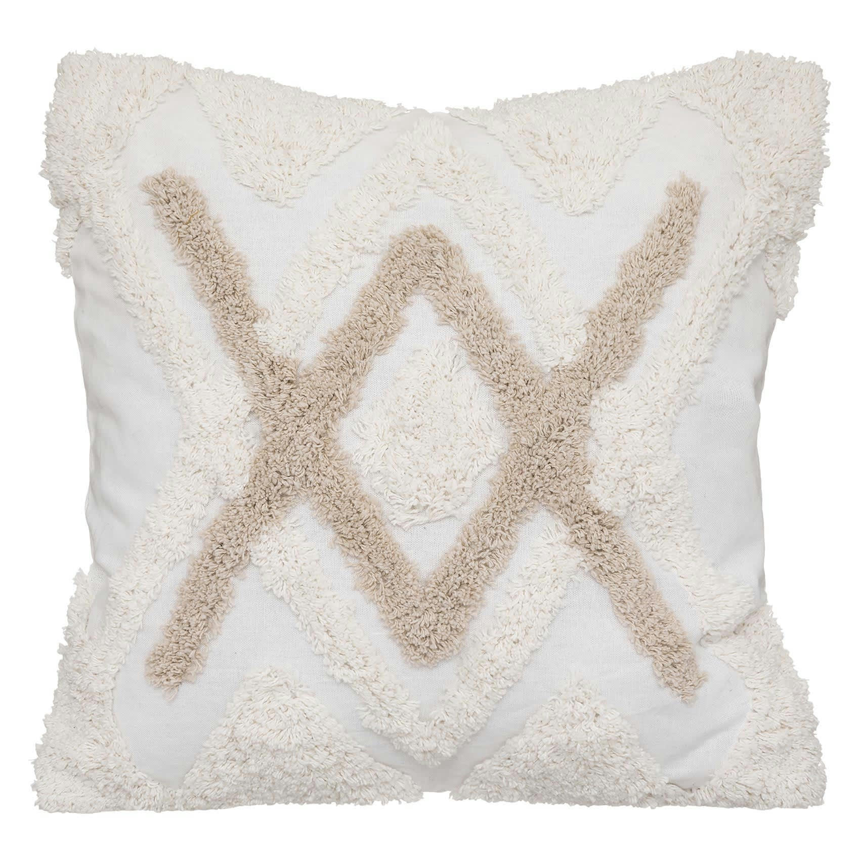 - Housse de coussin en coton tufté blanc 40x40 cm