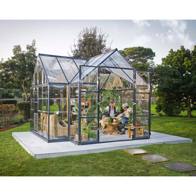 Orangerie en polycarbonate Victory gris foncé 10,8 m² CANOPIA