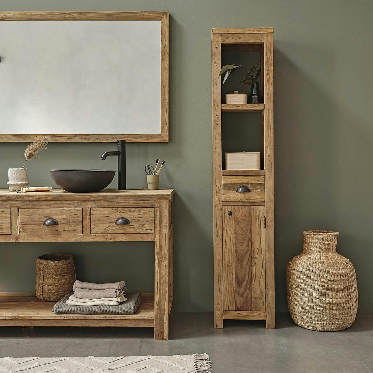 AUSTIN - Colonne en teck recyclé massif