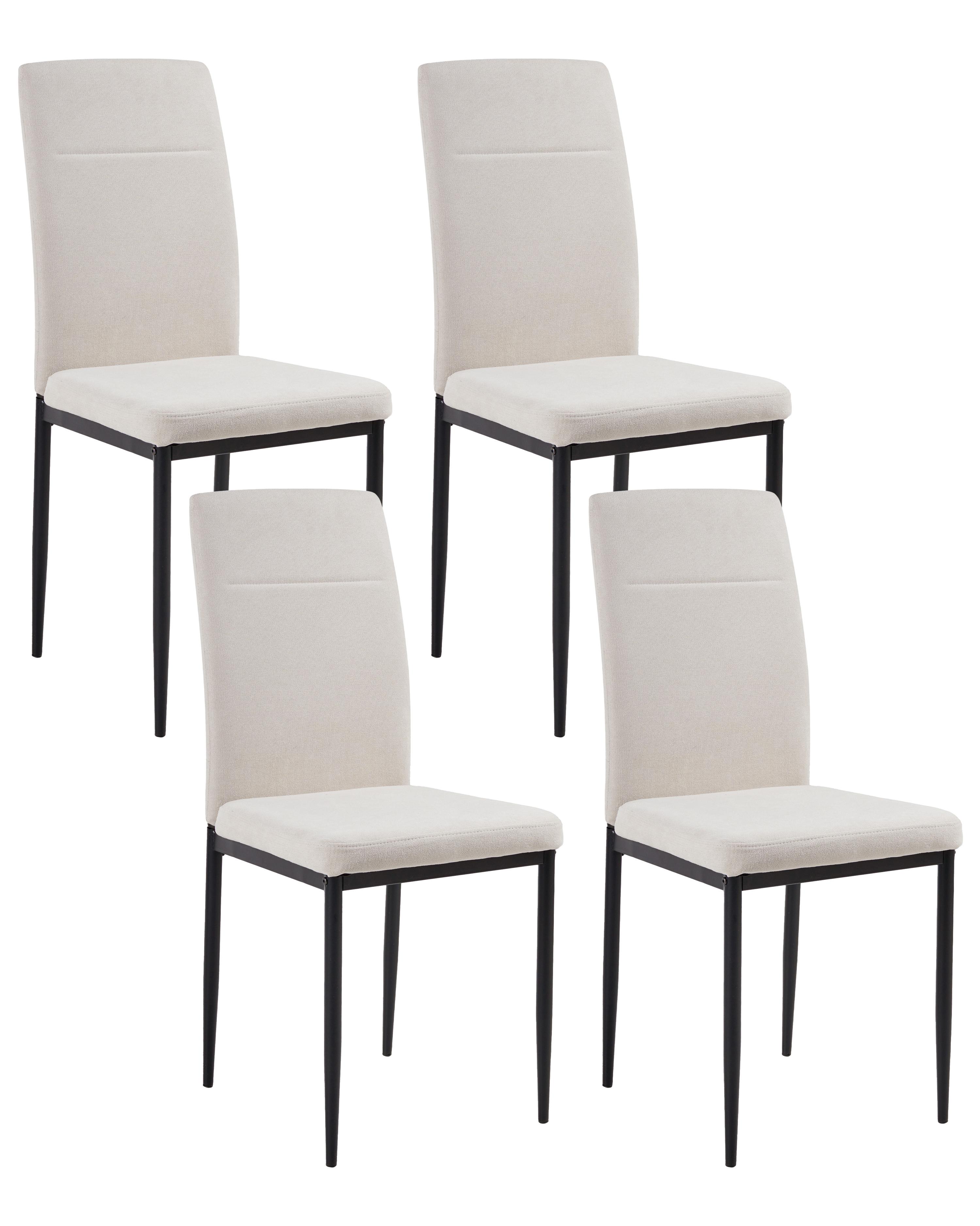 Set of 4 Dining Chairs RINER Fabric Light Beige