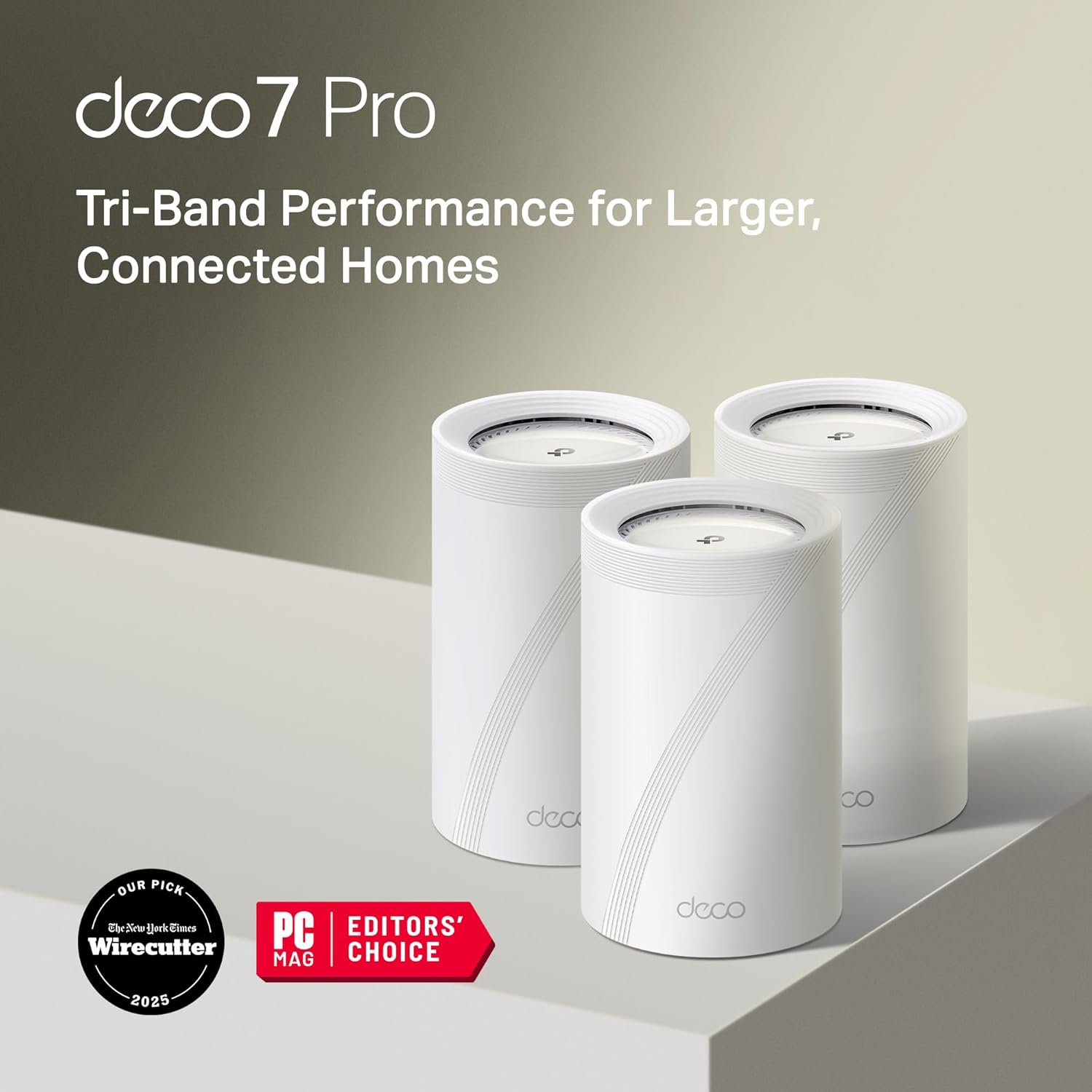 TP-Link Deco 7 Pro BE63 Tri-Band WiFi 7 BE10000 Whole Home Mesh System - 6-Stream 10 Gbps  4x2.5G Ports Wired Backhaul  4X Smart Internal Antennas  VPN  HomeShield  Free Expert Support (3-Pack)