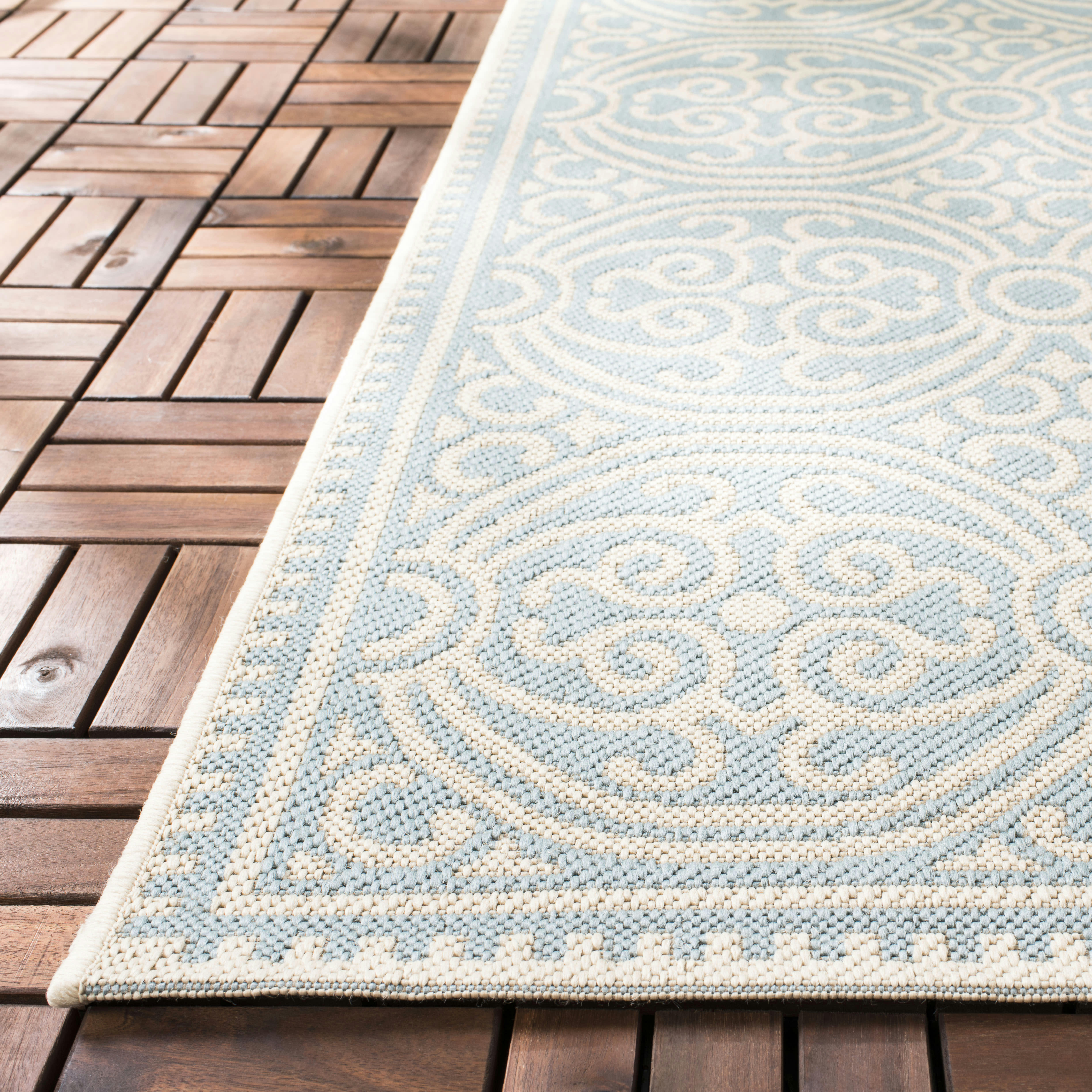 BEACHHOUSE - Tapis interieur & exterieur en crème & turquoise, 79 x 152 cm