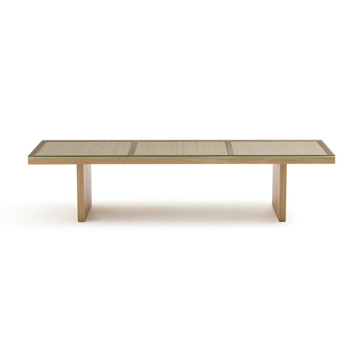Table basse chêne et cannage, Arty