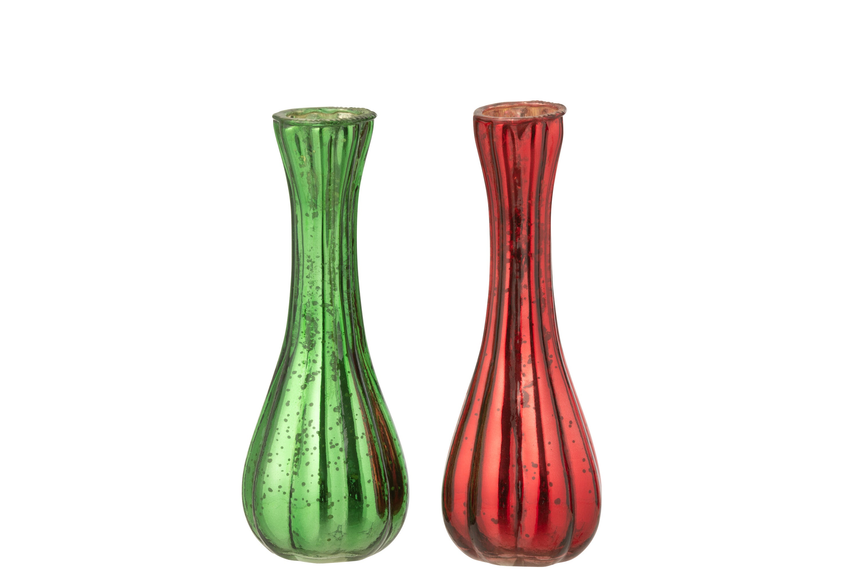 J-Line vaas Soliflore - verre - rood/groen - large - 2 stuks
