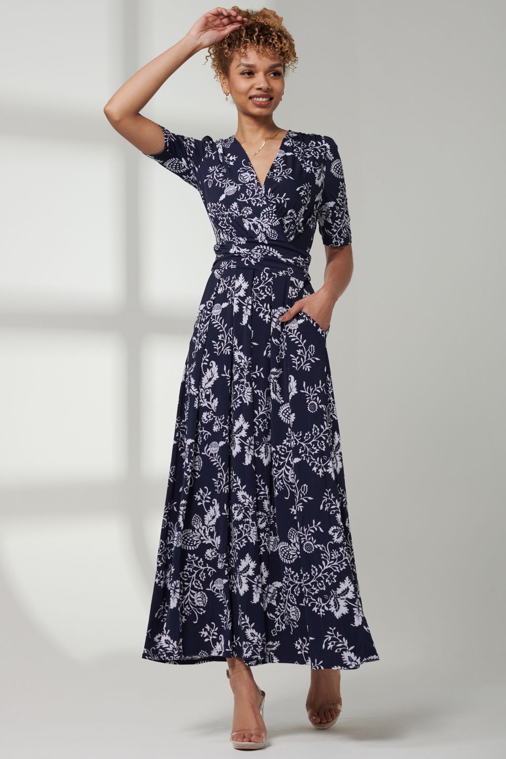 Jolie Moi Pleated Jersey Maxi Dress