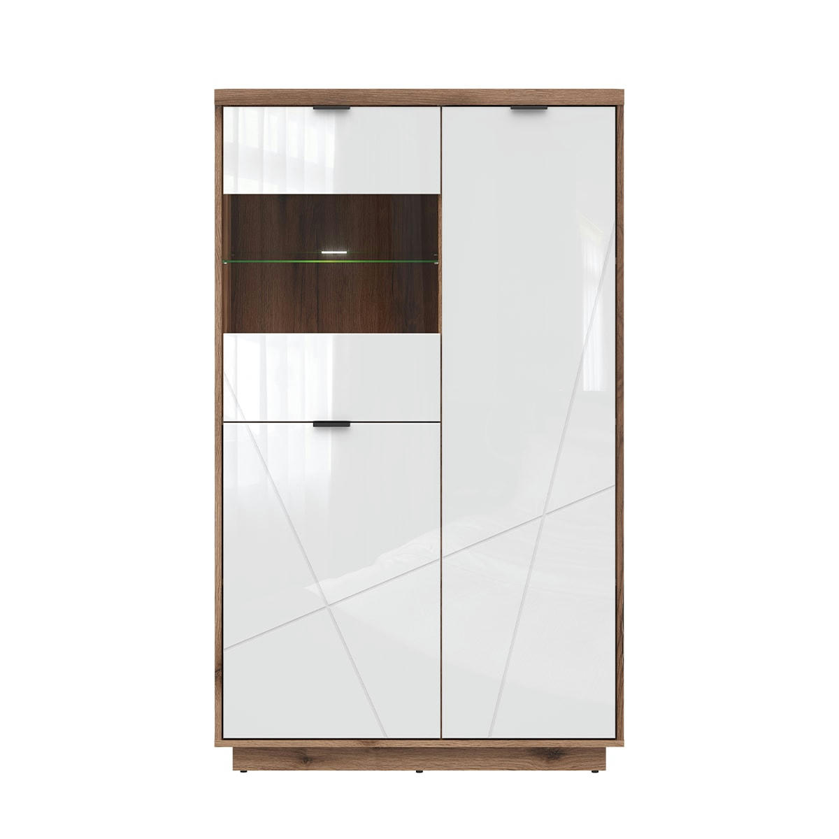 - Vitrine 3 portes blanche et naturelle