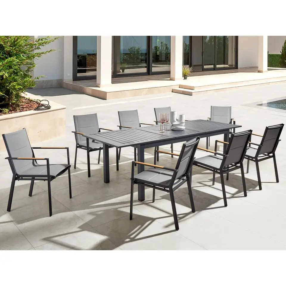 SKALOMA - Tuintafel - Donkergrijs - 180/240 x 90 cm - Aluminium