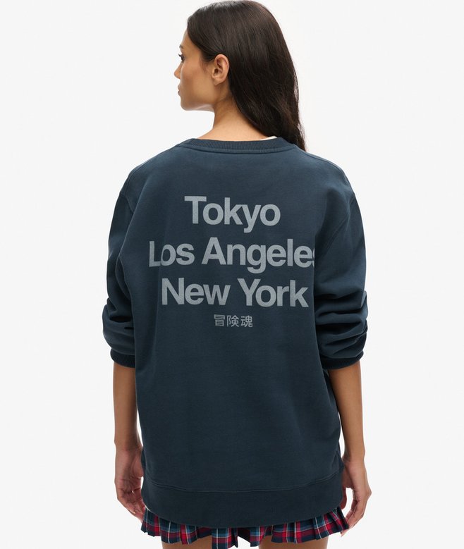 Oversized Core Logo City Loose Crew Sweatshirt