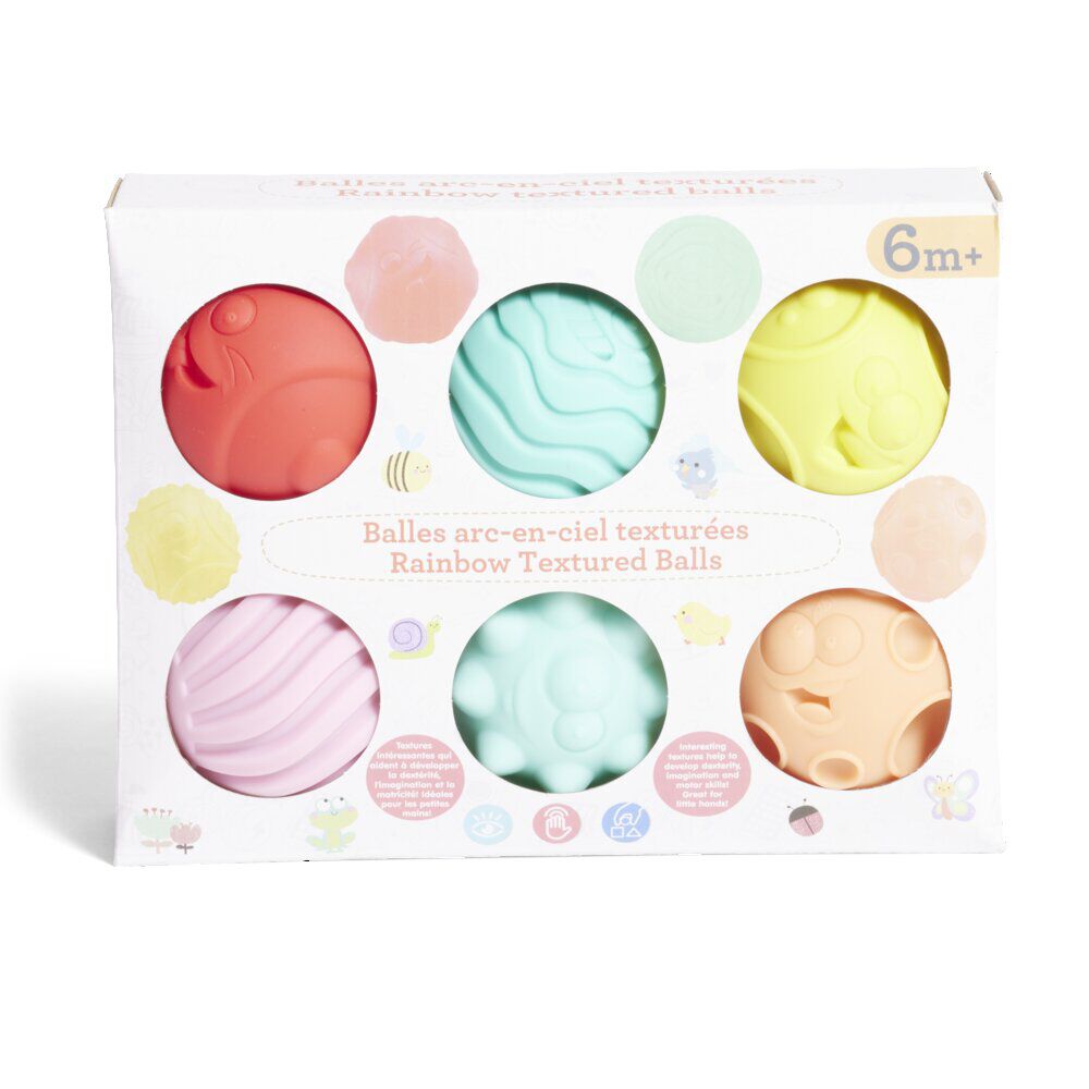 Lot de 6 balles éveil texturées thème émoji multicolore