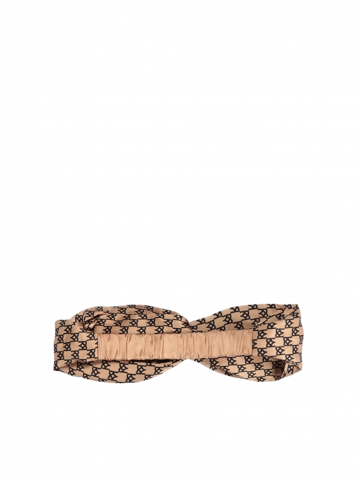 Beige silk satin headband