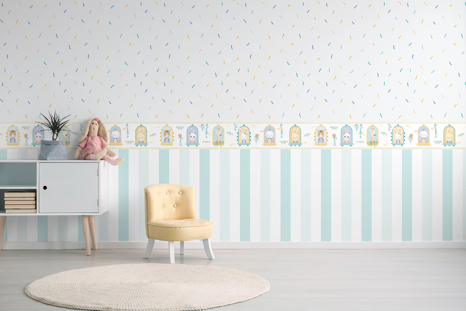 Sanders & Sanders behang strepen mintgroen en wit - 53 cm x 10 m - 640469