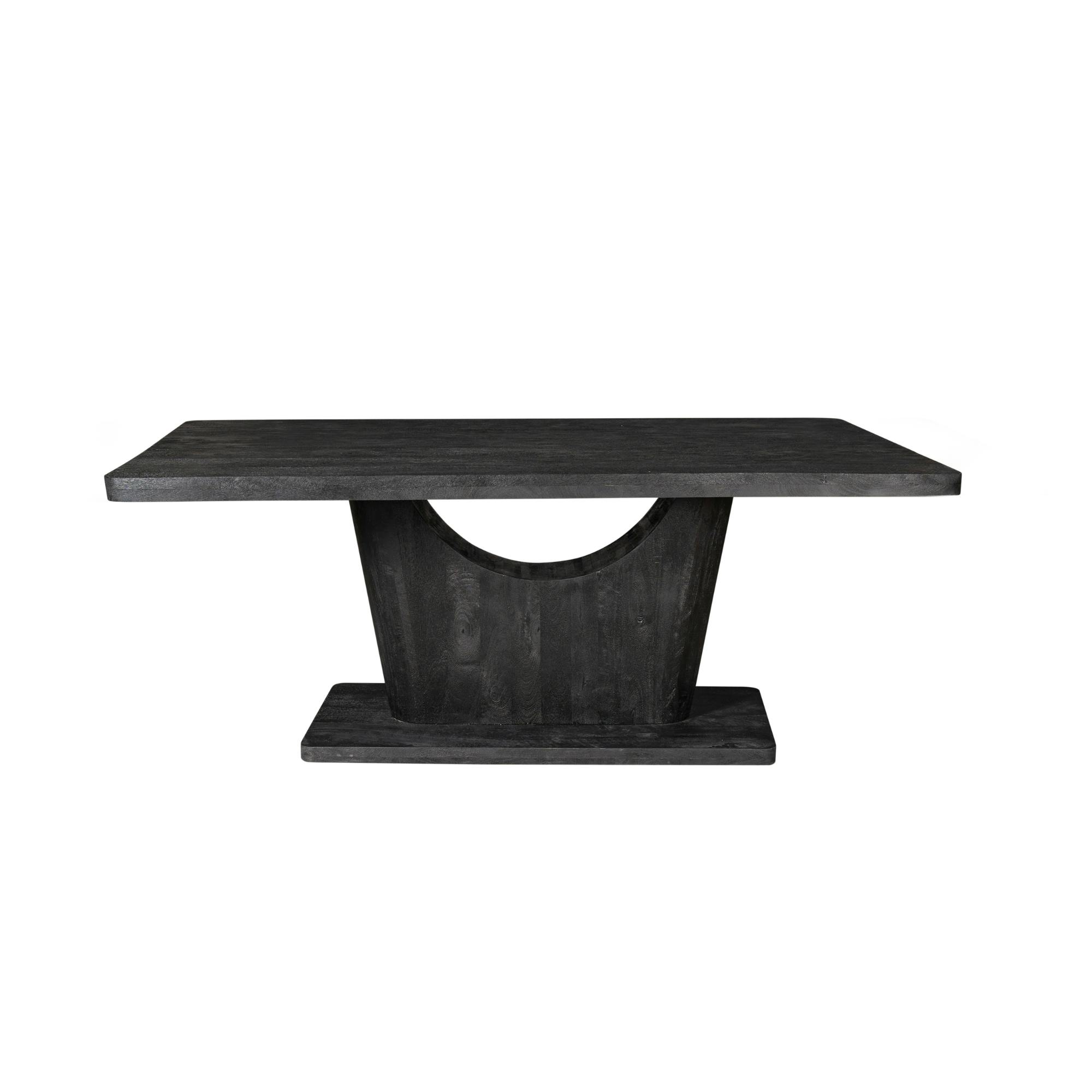 Table à manger bois noir pied central ouvert 200 cm ARCANA