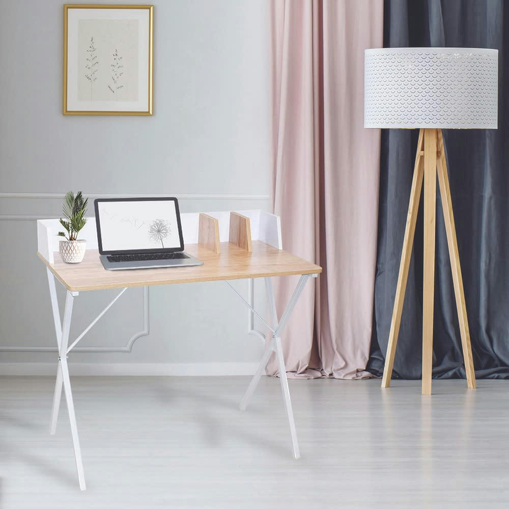 BRICE - Bureau bois et métal blanc