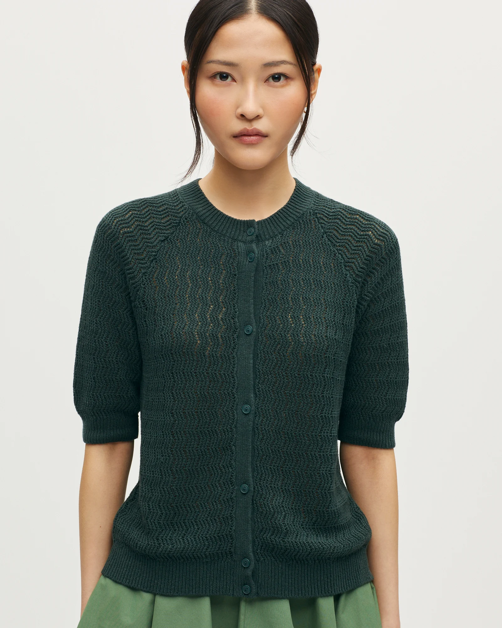 Cardigan manches courtes en lin