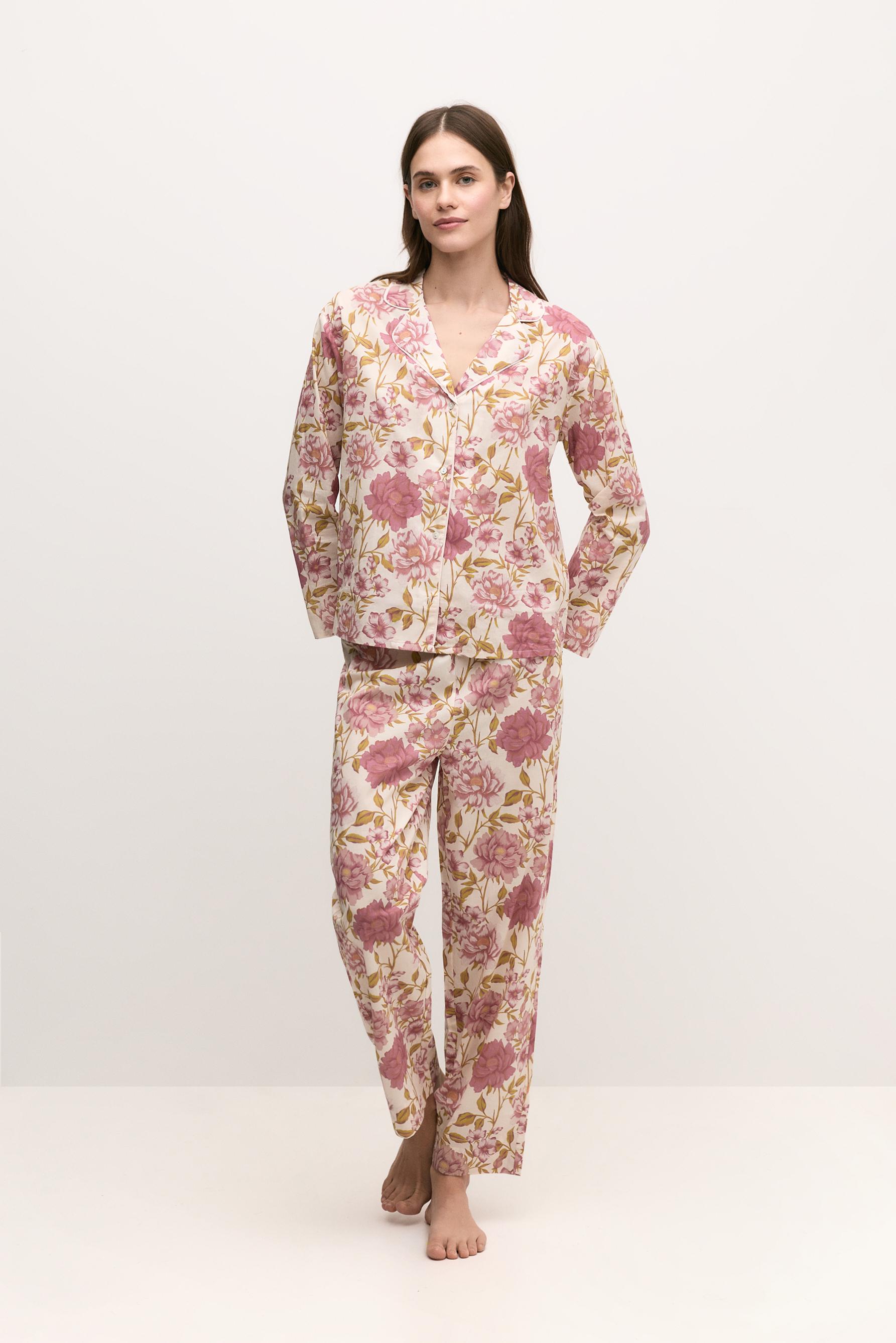 Pijama camisero flores